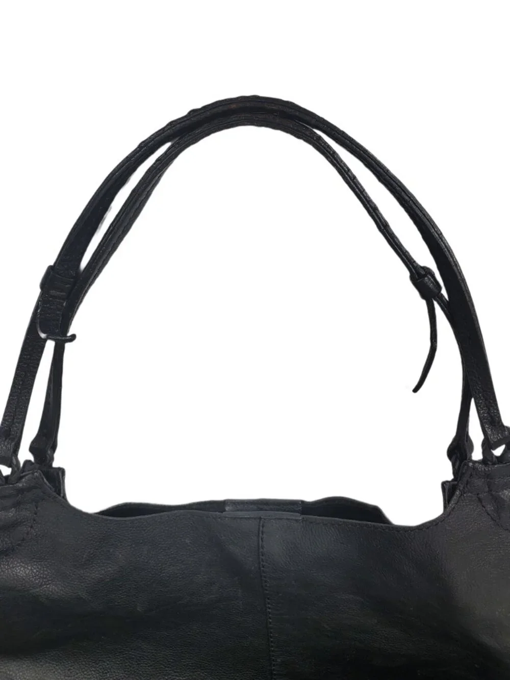 Black Pebbled Leather Large Slouchy Ruched Hobo Shoulder Bag Purse Tote 2009